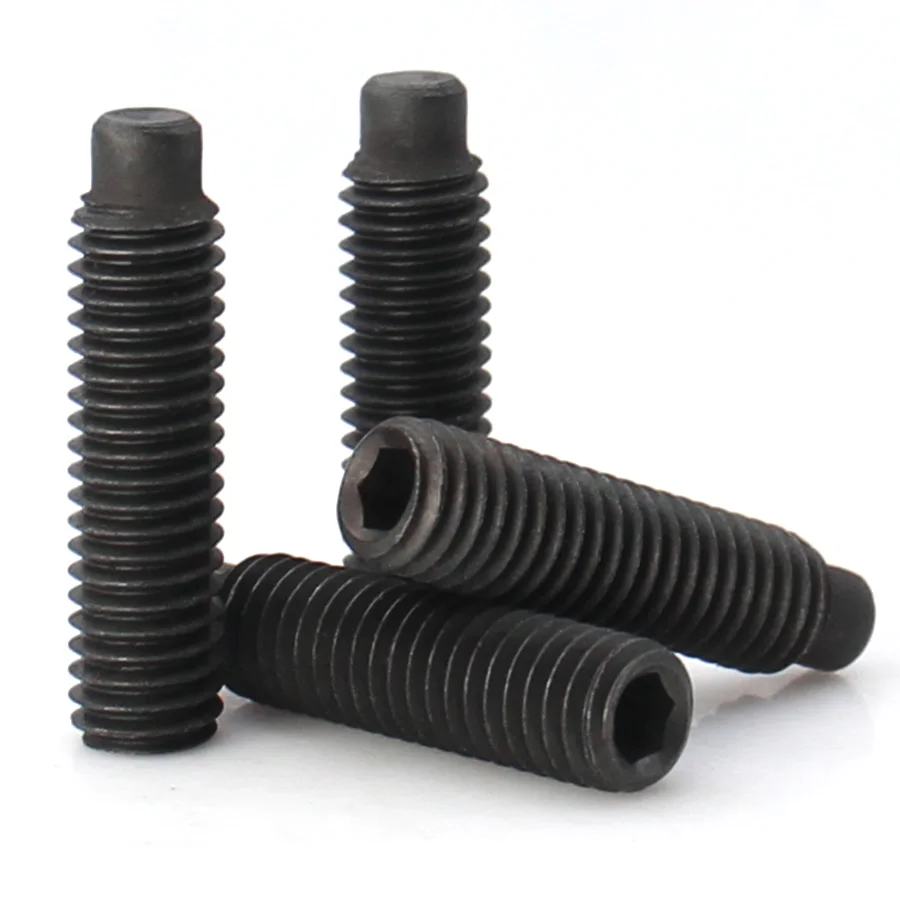 1-50pcs M2 M2.5 M3 M4 M5 M6 M8 M10-M16 Grade 12.9 Carbon Steel Cone Point Grub Screws Hex Socket Set Screw DIN 916 High Strength