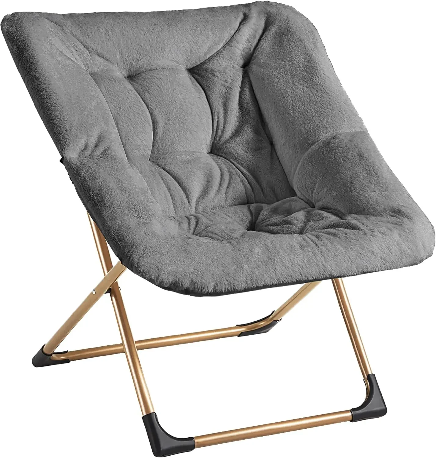 

Comfy Oversized Saucer Chair,Soft Faux Fur Reading Lounge Chair for Adults, Stable X-Large Metal Frame & Non-Slip Pad, Dark Gray