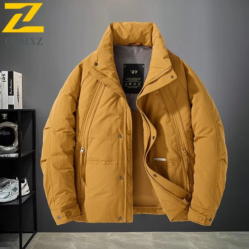 

COMXZ Luxury Mens Down Jacket Fashion Stand Collar Snow Skiing Thickened Warm Parka Street Style Lightweight Winter Zipper Coat