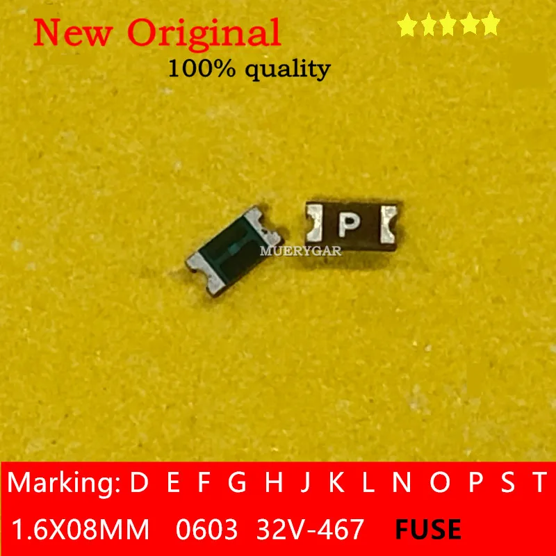 (10-500pieces/lot)100%New  Blown Disposable Fuse Marking: P  S   T  32V-467  3A  4A  5A  SMD-0603  1.6X0.8MM  FUSE