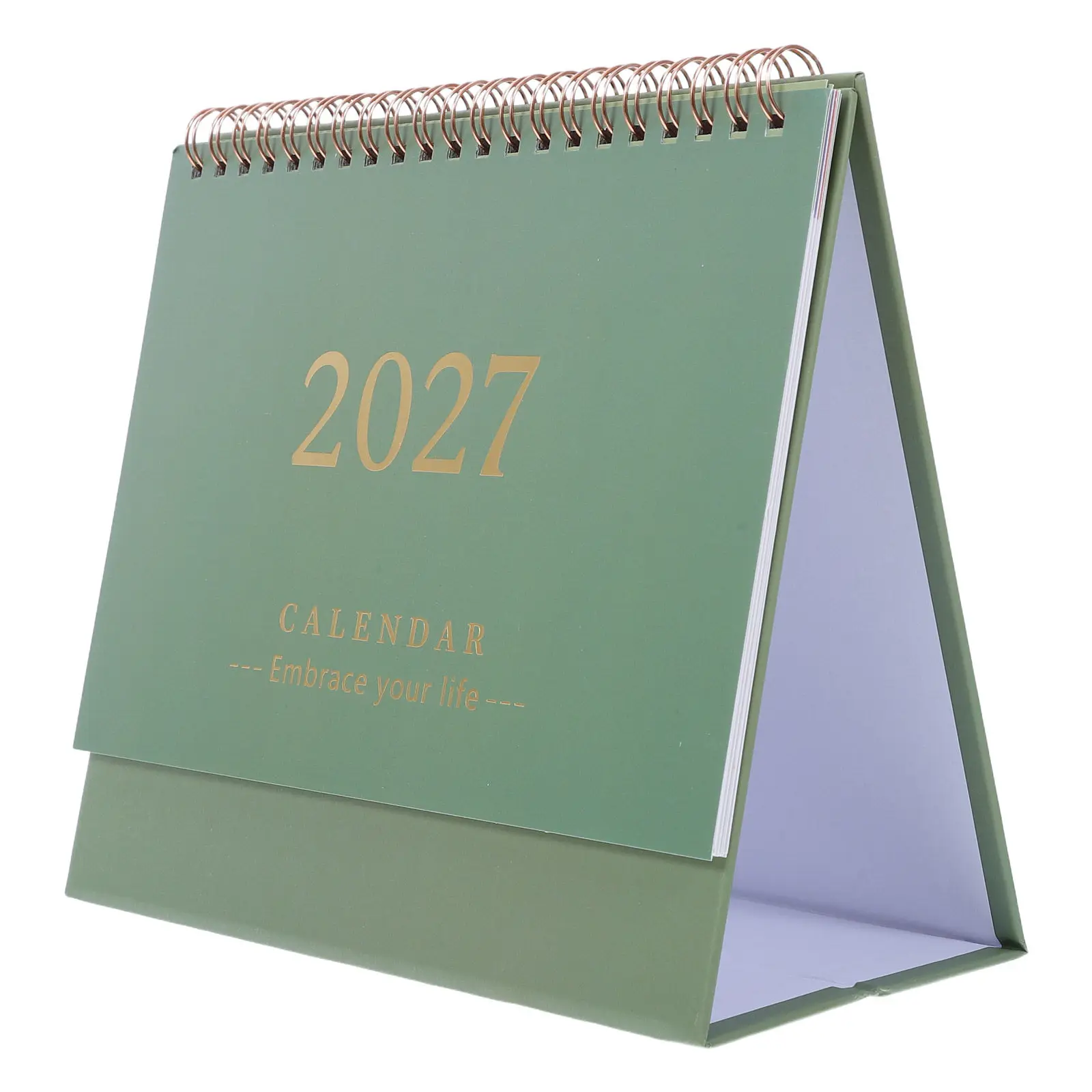 Small Desk Calendar 2027 Dark Green Minimalist Standing Monthly Flip Desktop Planner January to December Space Saving Office