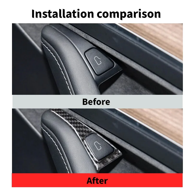 Real Carbon Fiber Door Window Switch Button Trim Cover Stickers for Tesla Model Y 2020-2024 Sport Car Interior Decor Accessories