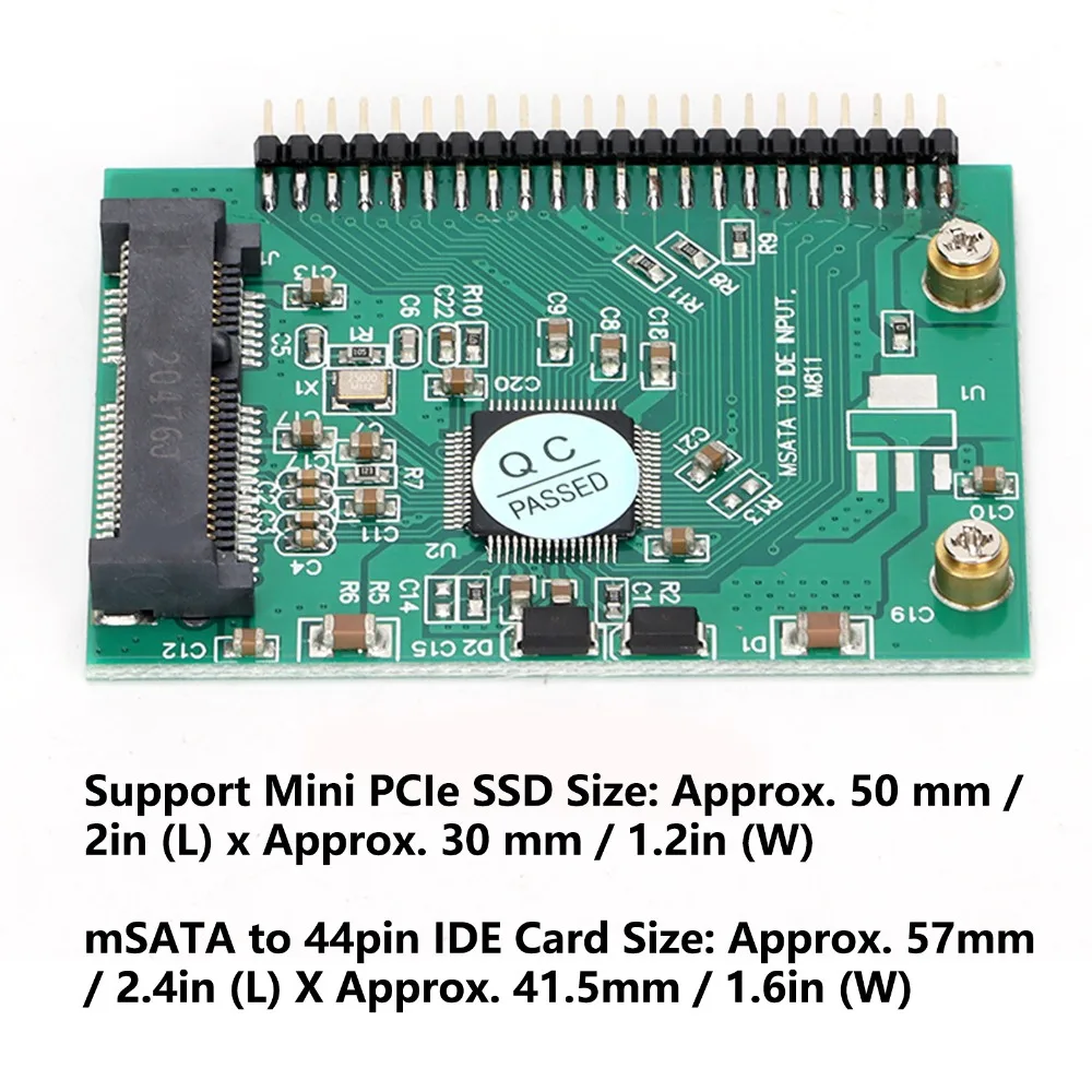Durable 3.3V Mini PCIE SDD Adapter 1.8inch 44Pin Hard Drive Adapter Mini PCIe SSD Adapter Hard Disk Upgrade