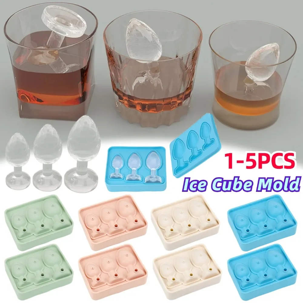 1–5 Stück Silikon-Eiswürfelform, lustiger Butt-Plug-förmiger Eiswürfelbereiter für Bars, Cocktail, Whisky, Kühlung, Trinken, Küchenhelfer