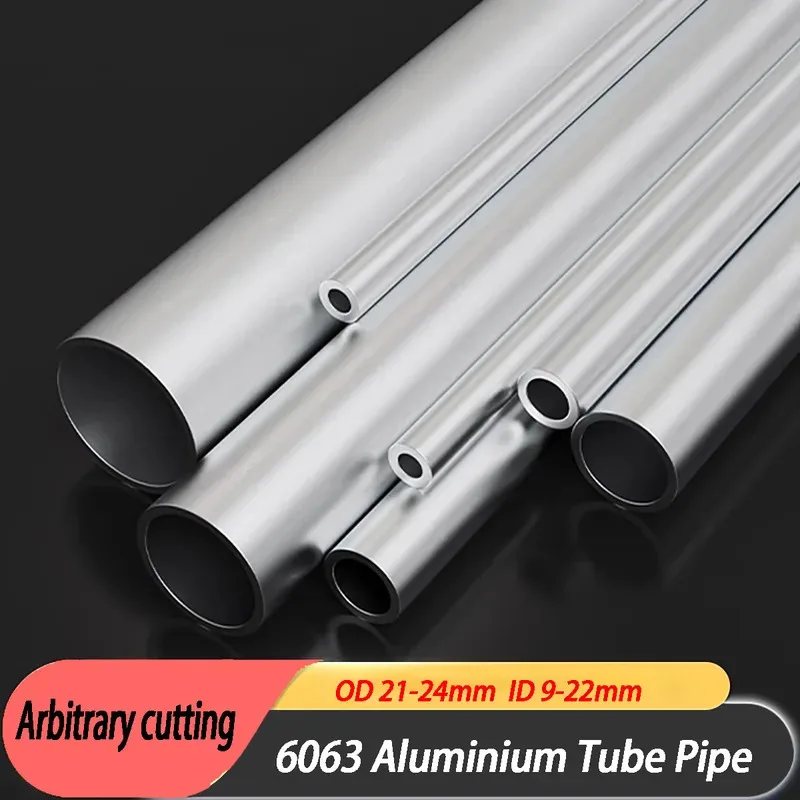 1pcs 6063 Aluminum Round Tube OD 21-24mm ID 9-22mm Length 500mm Straight Hollow Pipe