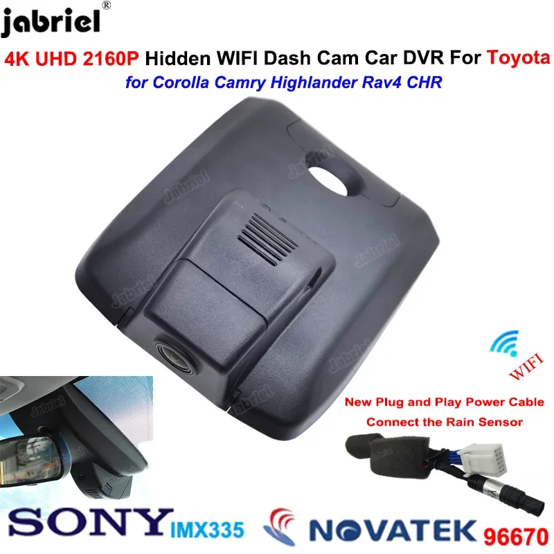 4K Dash Cam 2160P Wifi Car DVR Recorder for Toyota Highlander Kluger Rav4 for Toyota CHR Corolla Camry for Toyota Sienna Alphard