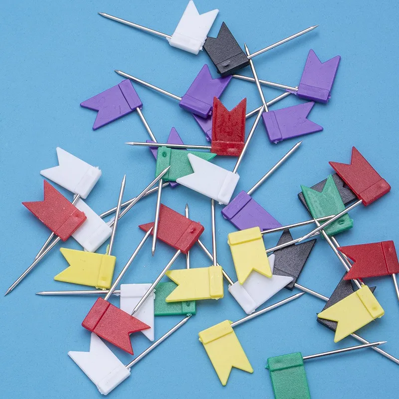 108 pcs Decorative Board Pins, File Notice Fixing, Lightweight Easy Push, Random Color Flag Design, Multipurpose