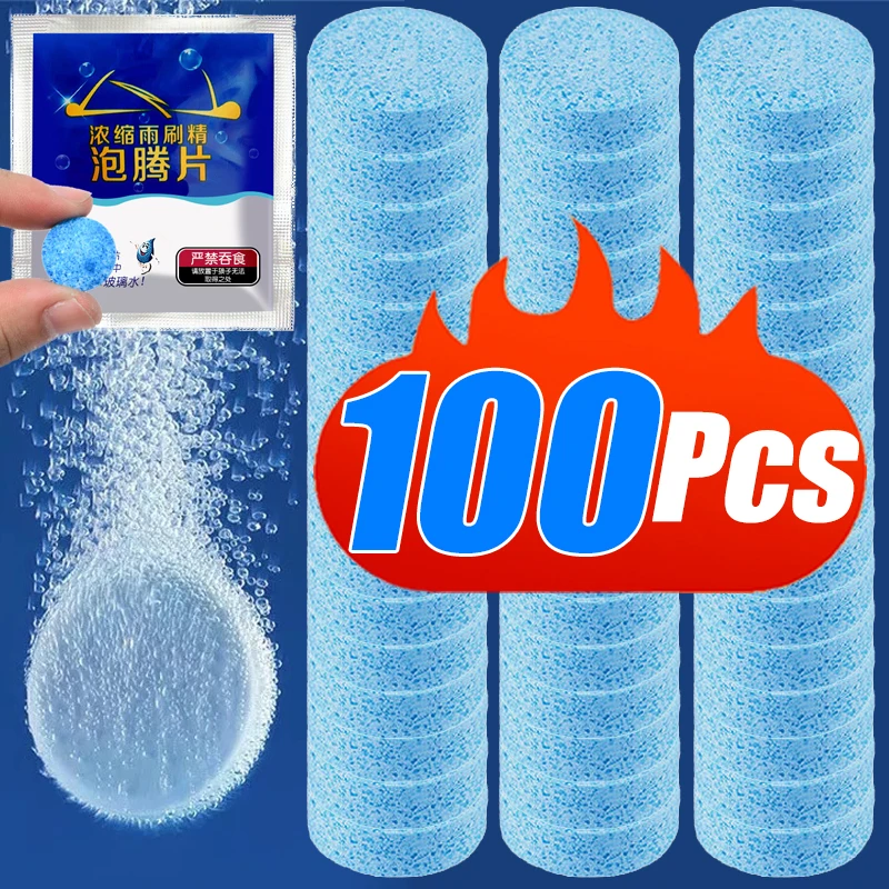 10/100Pcs Car Windshield Cleaner Car Effervescent Tablet Glass Water Solid Cleaner Windshield Spray Cleaner Car Wash Accessories