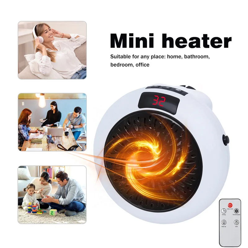 

Air Heater Silent Remote Fast Heat Thermostat Electric Portable Heater Mini Wall Mount Home Office Desktop Warm Air Heater