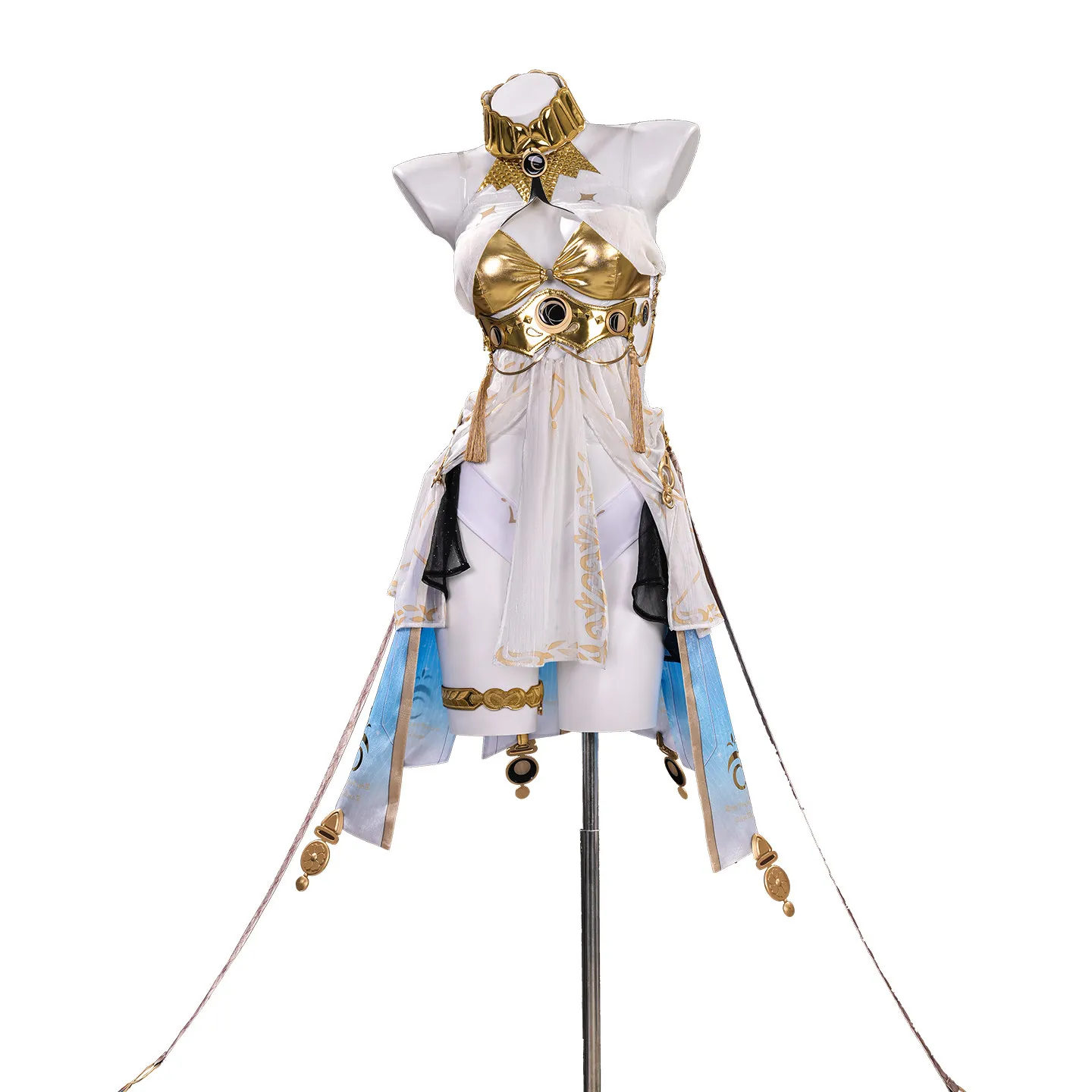 

Wuthering Waves Iuno Cosplay Costume, Lunar Priestess Full Set Outfit, Women White Gold Dress with for Halloween Carnival