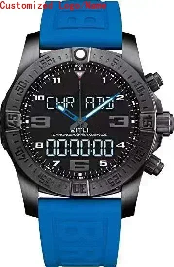 ساعات يد رياضية للرجال من Aerospace Evo باللون الأسود والأزرق والمطاط ساعة رقمية فاخرة ساعات عصرية مخصصة #1