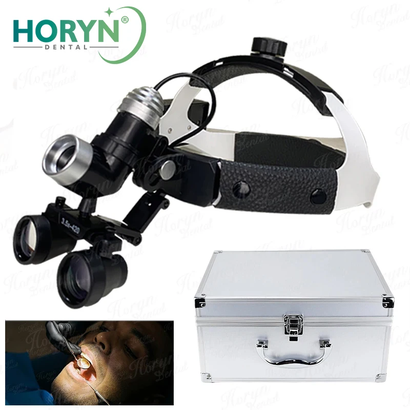 

Dental LED Surgical Luxury Loupes 3.5X 2.5X Headlight Magnifier Magnifying Glasses Spot Headband Specific Headlamp with Metal