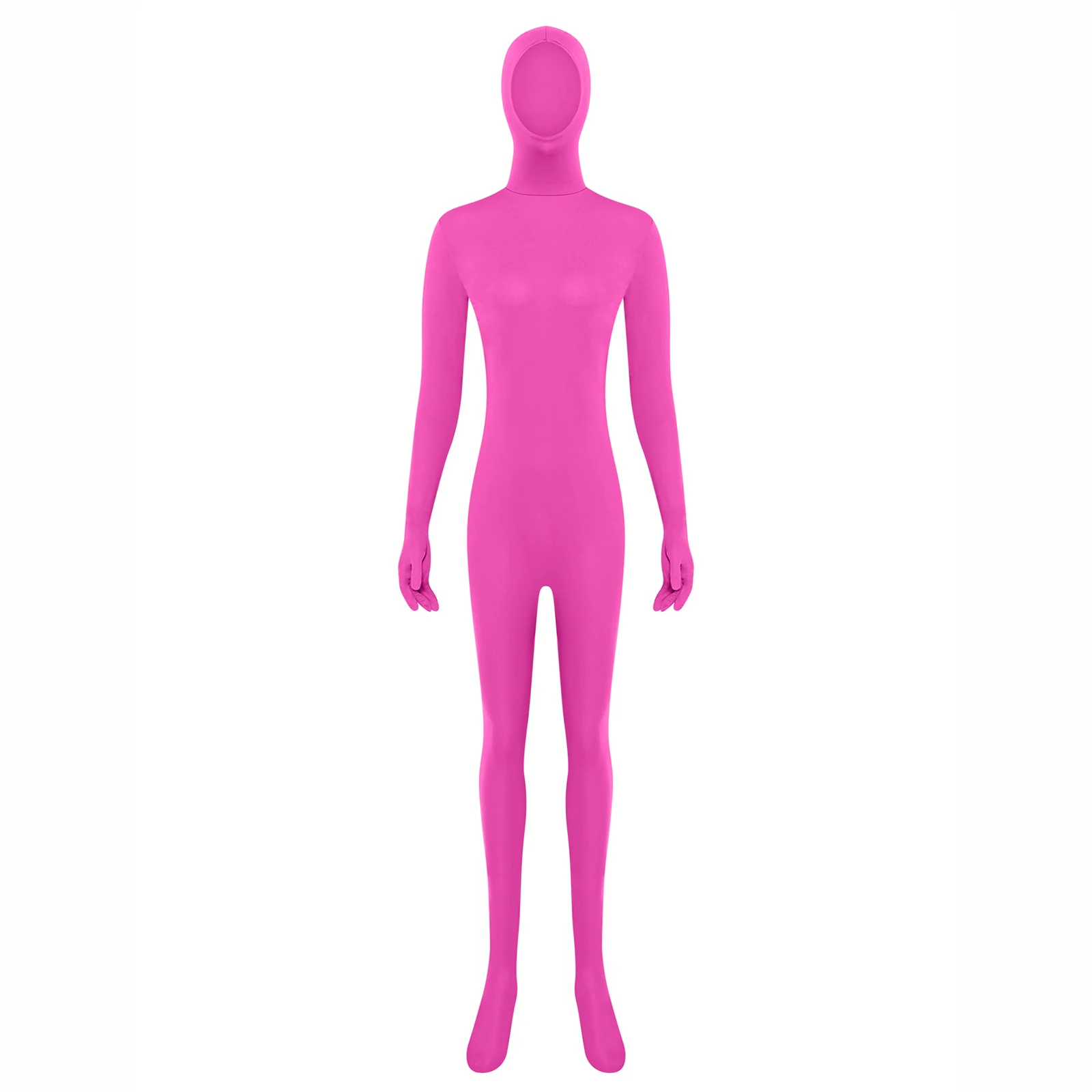 

Women Men Adult Hooded Full Body Jumpsuit Solid Color Close-Fitting Romper Bodysuit Rave Party Nightclub Clubwear Yoga Workout