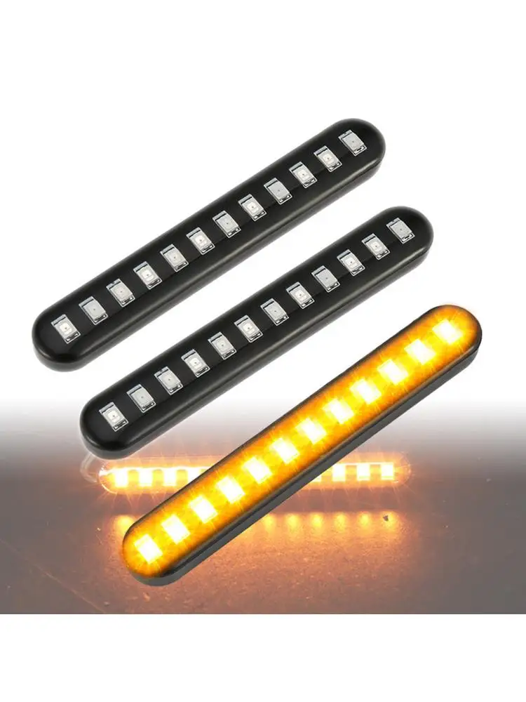 2 pièces 12 feux de signalisation LED séquentiels coulant d'eau Mini bandes moto voiture bandes Led clignotant clignotant lumières