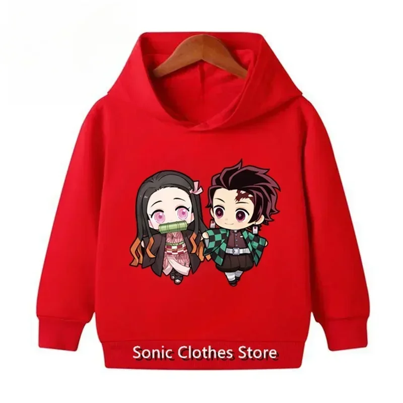 Abbigliamento per bambini Cappotto con cappuccio Bambini Ragazzi Ragazze Cartoon People Anime giapponesi Demon Slayer Stampa Bambino di età 3-12 Top casual