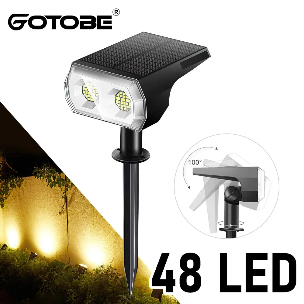 

48 LED Solar Lawn Lights Outdoor Landscape Spotlights IP65 Waterproof Upgraded Solar Powered Wall Lamp Villa Garden Decorative