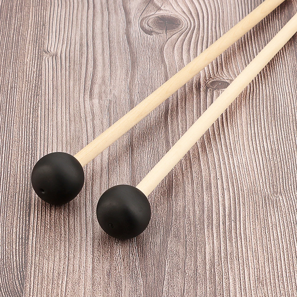 

2 Pcs Wooden Handle Ball Drum Stick Cymbal Mallets Bass Suite Bell Percussion Kit Accessories