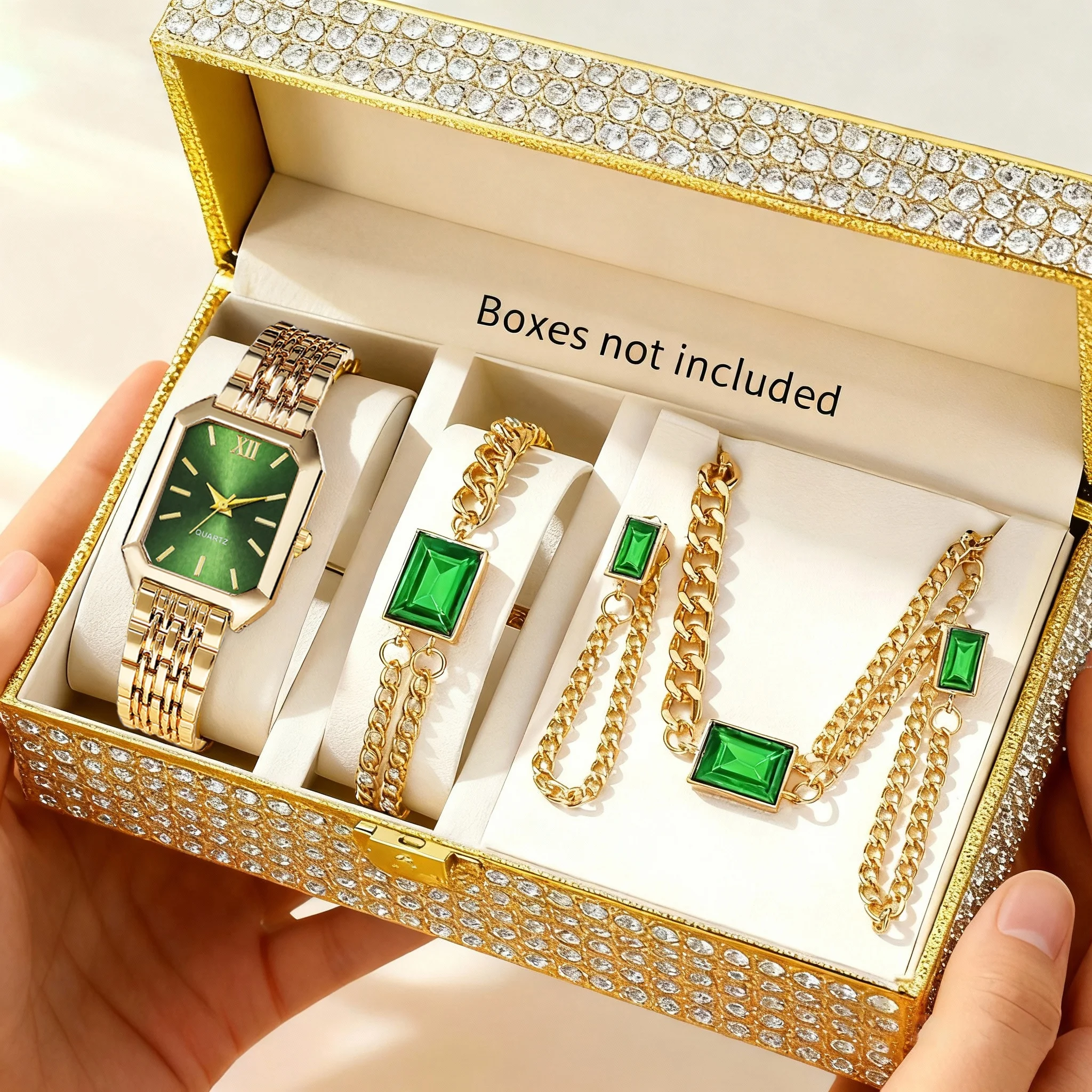5 قطعة/المجموعة أنيقة مستطيل النساء الساعات أزياء السيدات كوارتز ساعة اليد طقم مجوهرات Reloj Mujer الفتيات ساعة هدية (بدون صندوق) #3