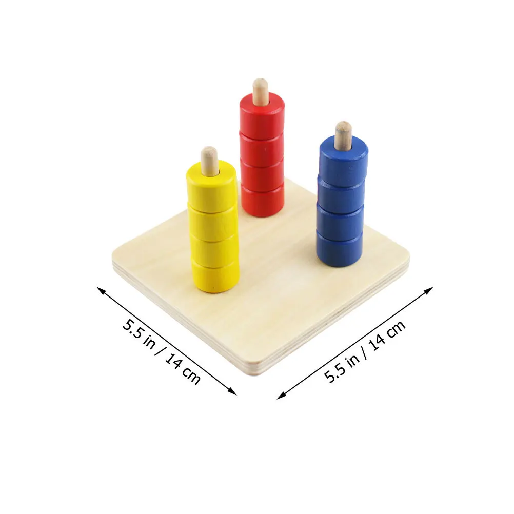 1 Set Frühe Pädagogische Baby Kognitive Farbe Erkenntnis Turm Feinmotorik Lernen Lehrmittel Zylindrischen Ring