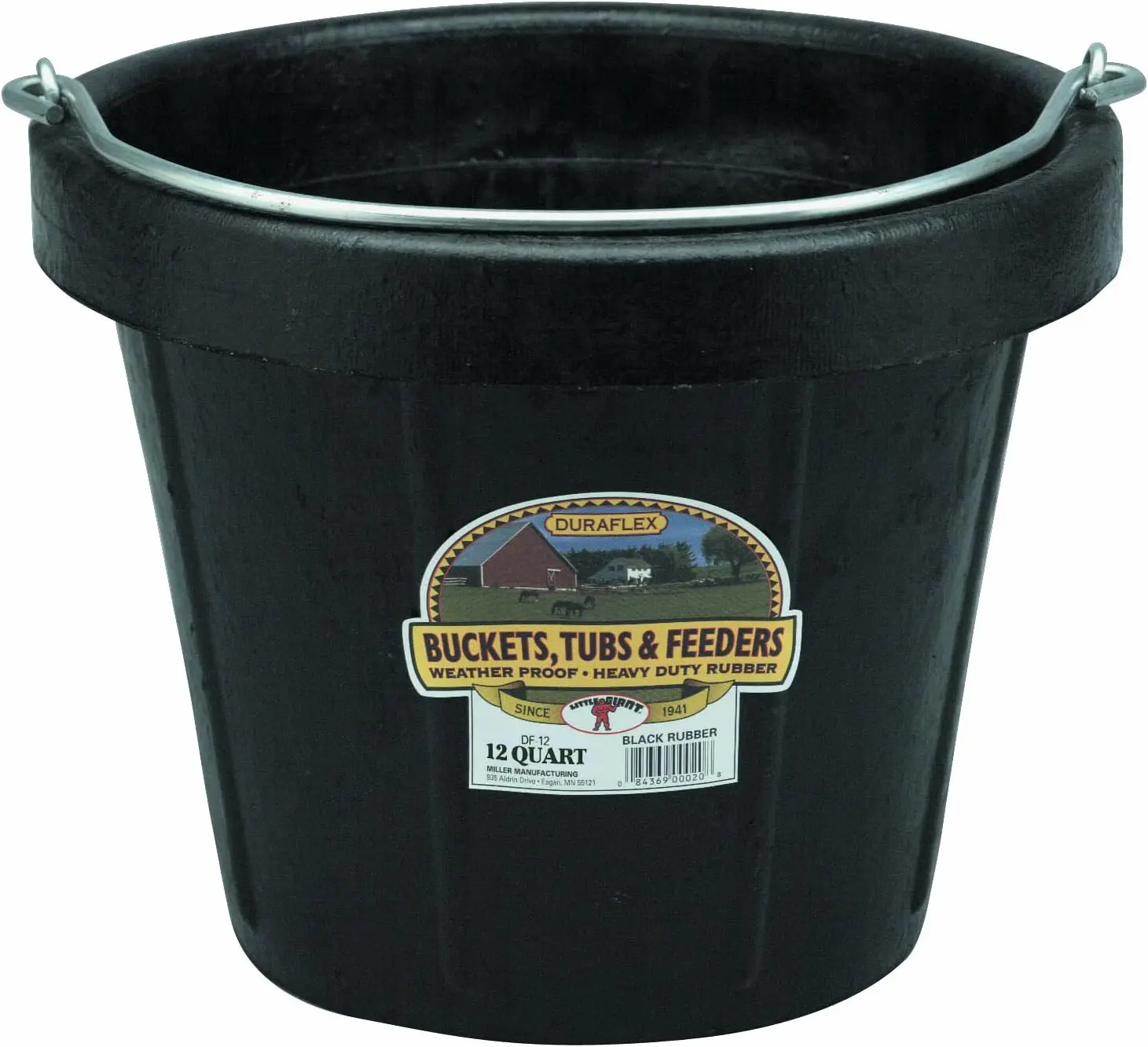 

All-Purpose Heavy Duty Rubber Pail - 12 Quart Water Bucket with Pouring Lip
