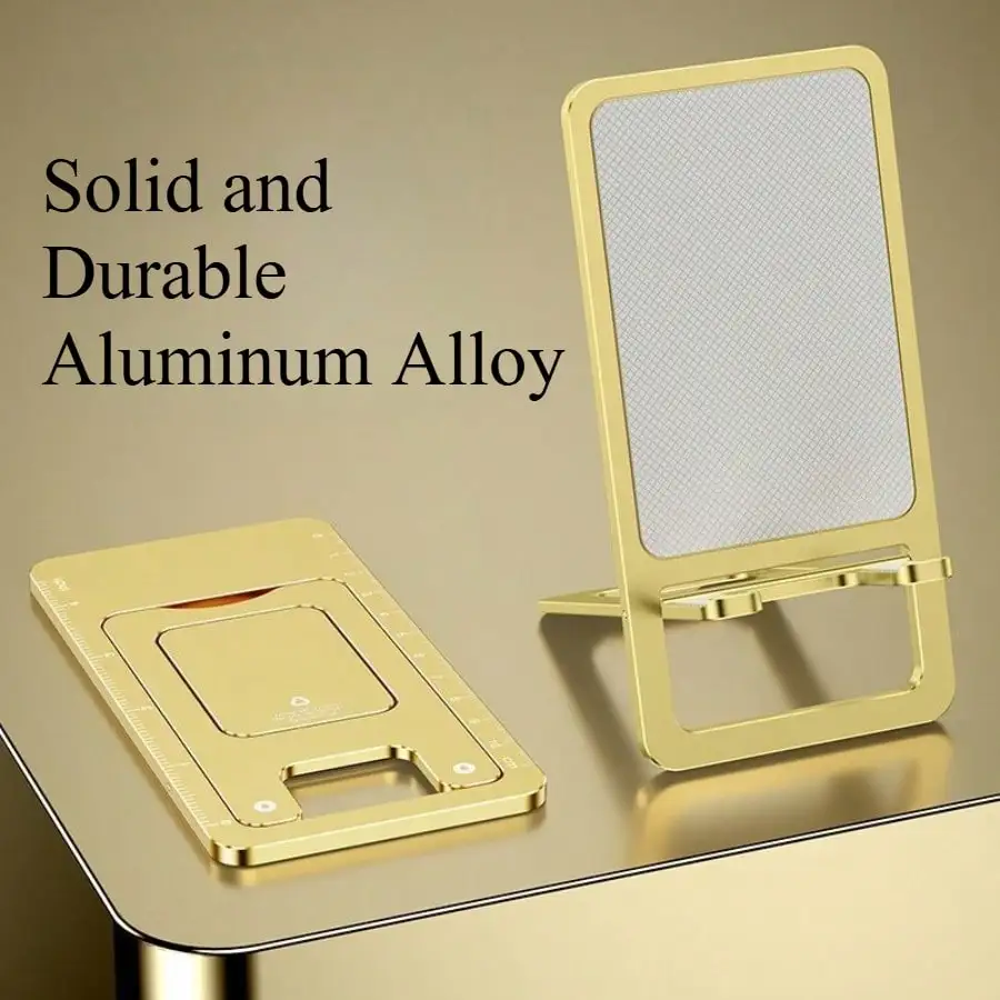 

Aluminum Alloy Portable Desktop Mobile Phone and iPad Holder | Ultra-thin Folding Office Dormitory Silicone Non-slip Mat Bracket