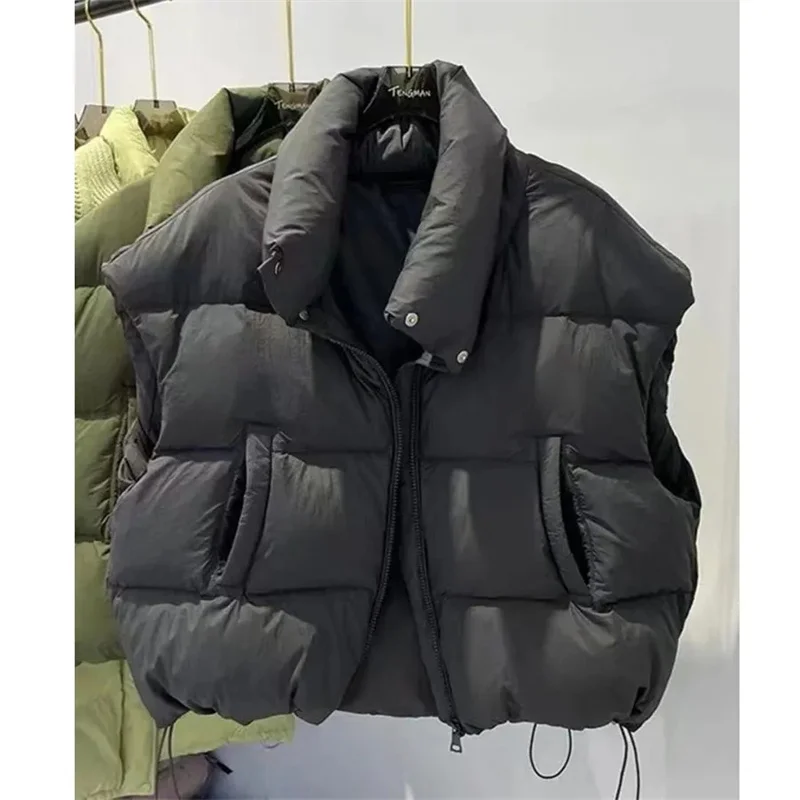 Parkas chauds pour femmes, manteaux à simple boutonnage, gilet kaki, taille haute décontractée, vestes élégantes Y2k épaisses, automne hiver