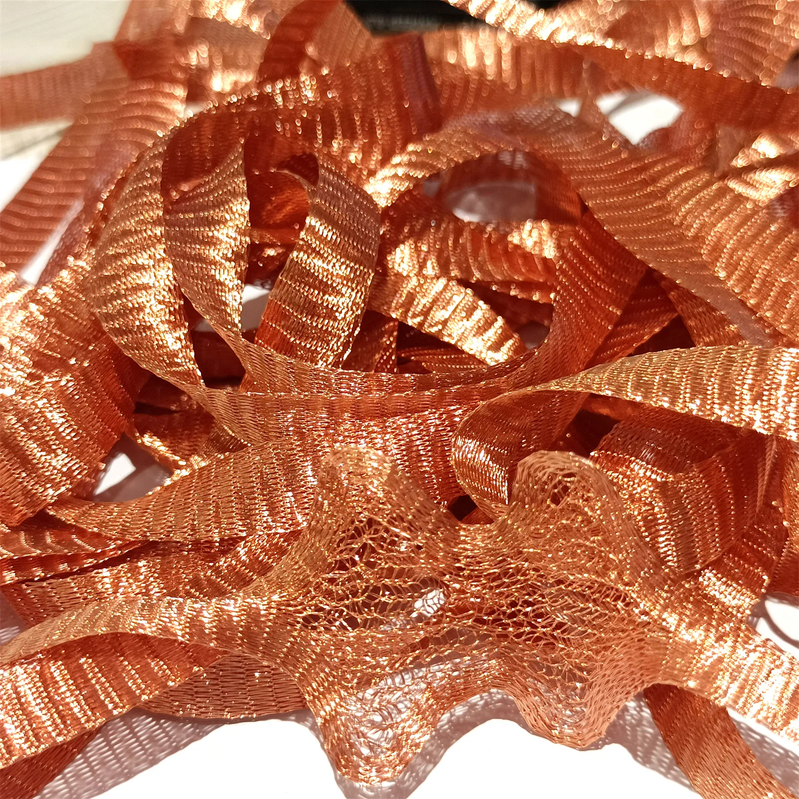 XUQIAN Hot Selling 1/3/6/10/18/20mm Colorful Fine Tight Knitted Copper Mesh Wire Ribbon for Women DIY Jewelry Making