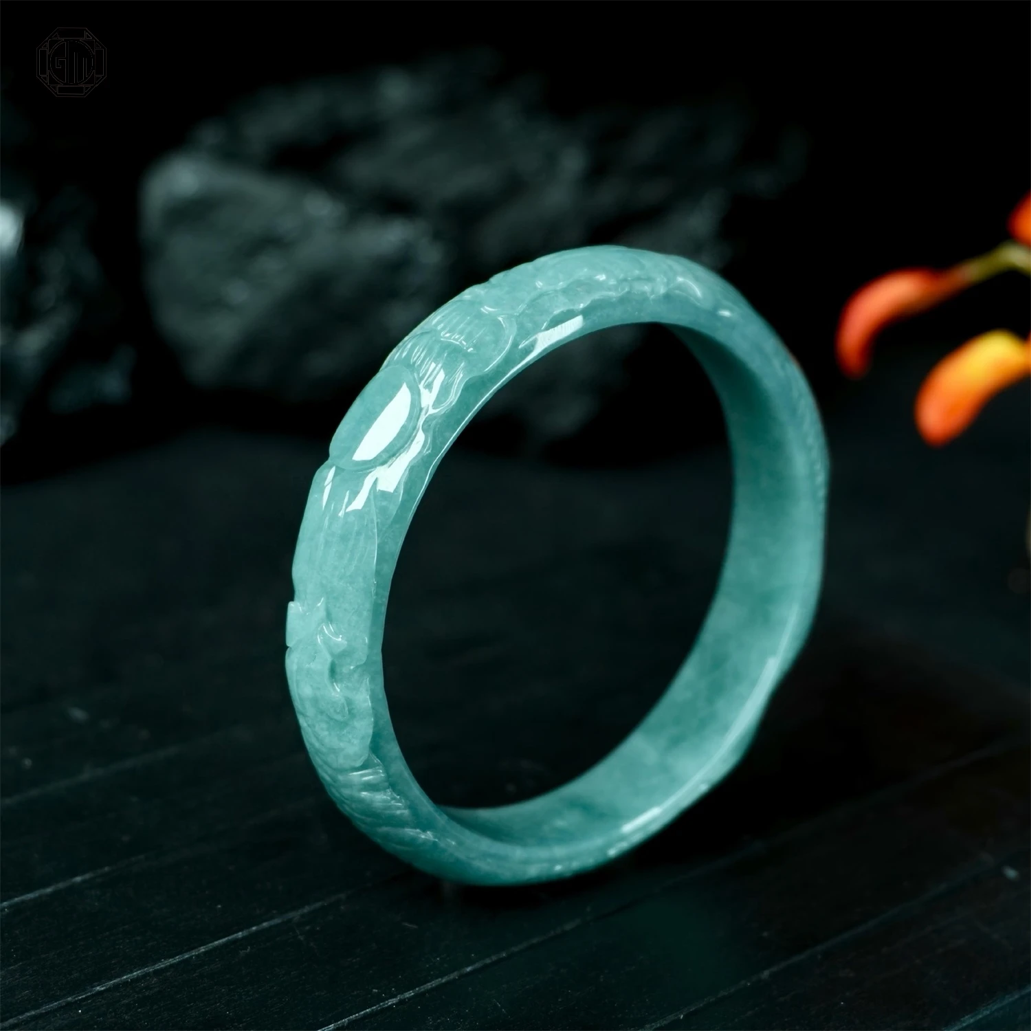 Natural Blue Water Jade Bangle Hand Carved Dragon Phoenix Design A Grade Jade Bangle Jewelry Direct Factory Wholesale