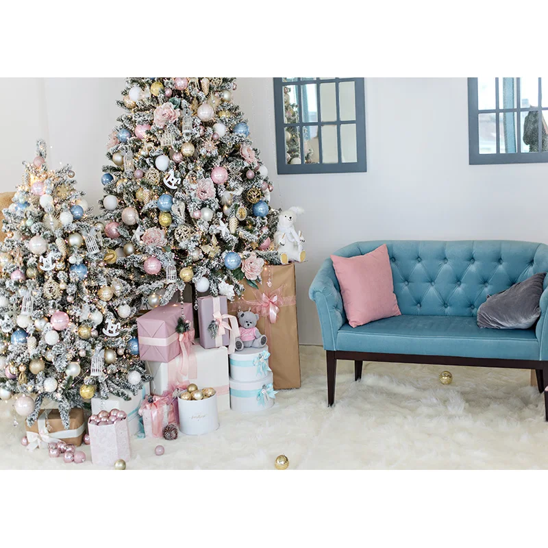 Christmas Backdrops Fireplace Tree Winter Interior Baby Portrait Photography Background For Photo Studio Photophone 21522DHY-04