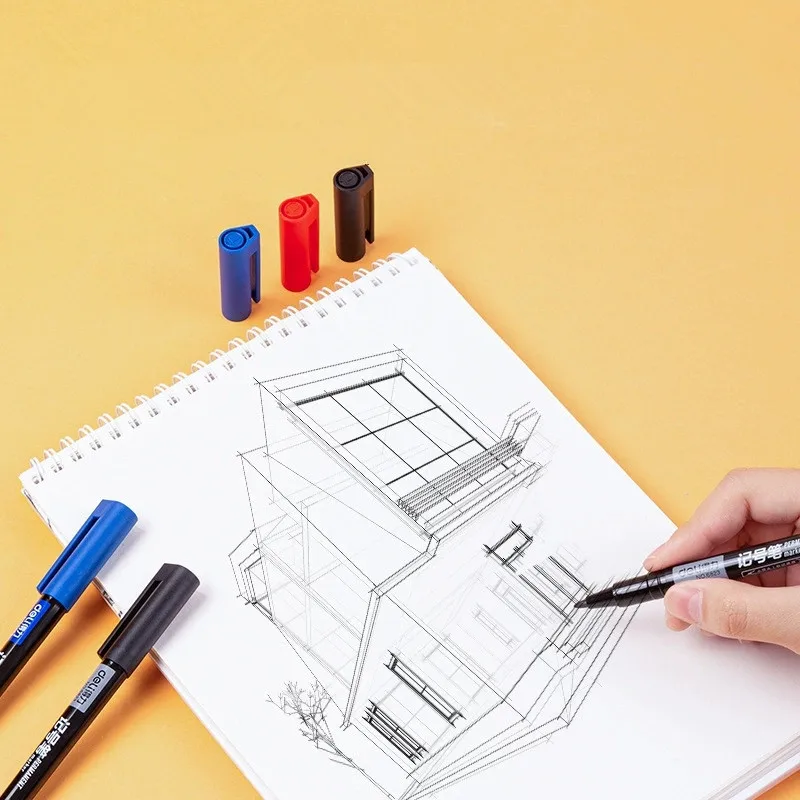 المزدوج بنك الاستثمار القومي أسود أحمر أزرق علامة رسم خط رفيع القلم الفنان أنيمي أدوات الرسم الهزلي مدرسة مكتب التموين القرطاسية هدية #4