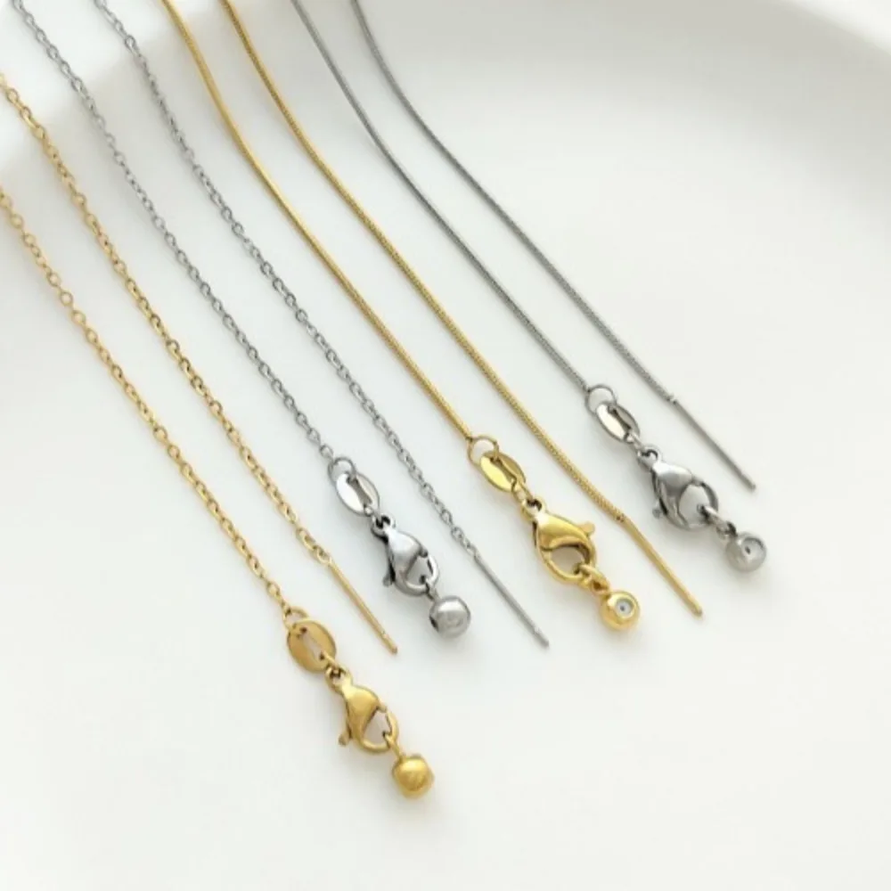 

Titanium Steel Needle Universal Necklace Vacuum Electroplating Gold O-Chain Round Snake Necklace Beaded Lanyard Clavicle Chain