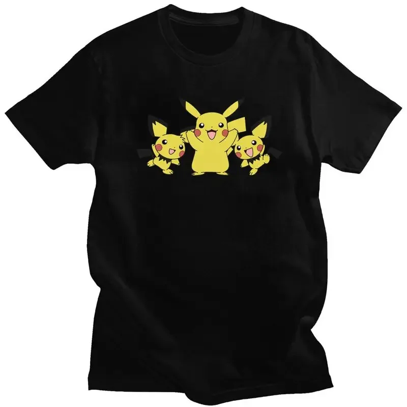 

Trendy P-Pikachus T Shirt Men Short Sleeves Soft Cotton T-shirt Leisure Ash Ketchum Cartoon Tee Streetwear Tshirts