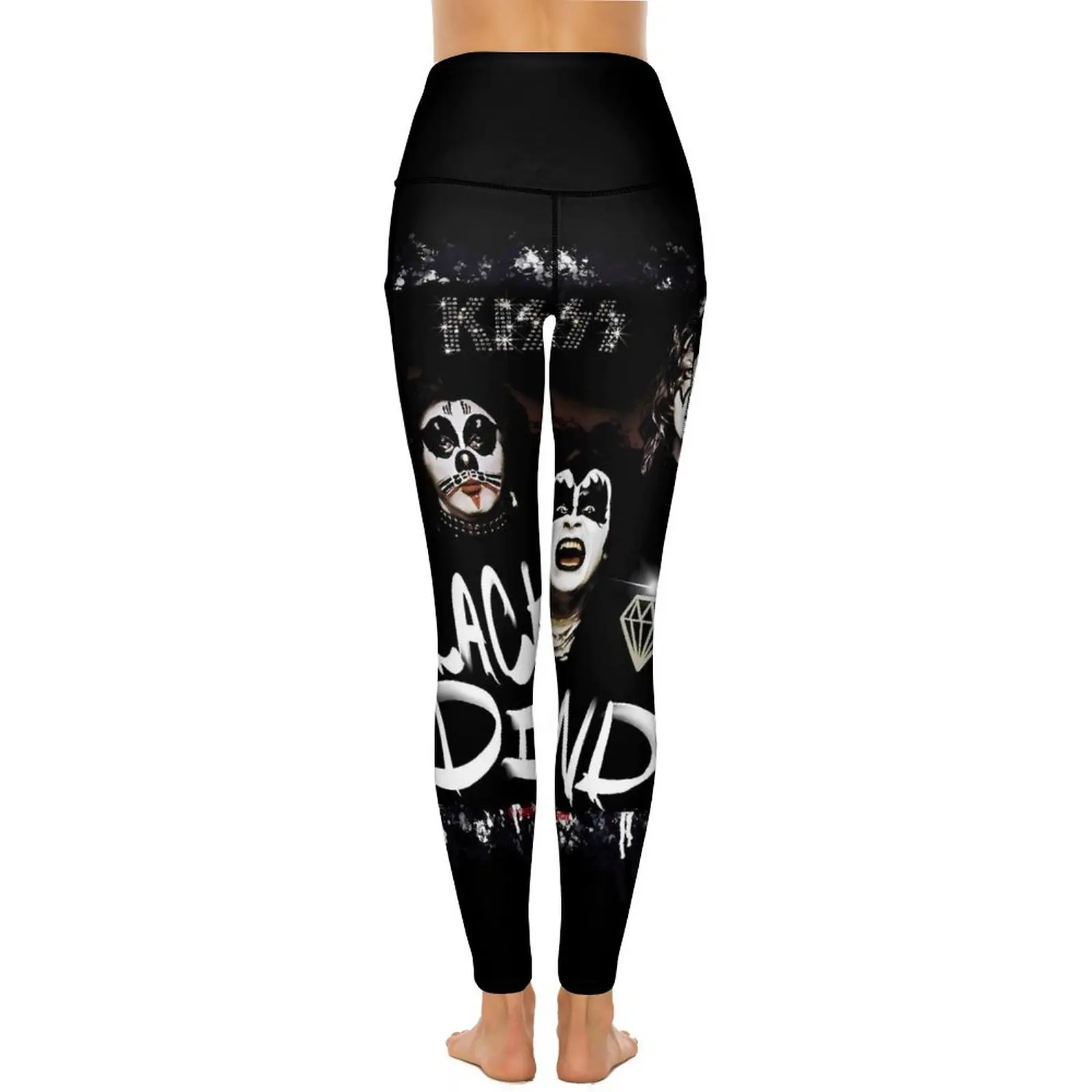 Kuss Band Leggings sexy Vintage Fan Kunst Fitness Gym Yoga Hose hohe Taille Stretch Sport Strumpfhose mit Taschen elegante Leggins