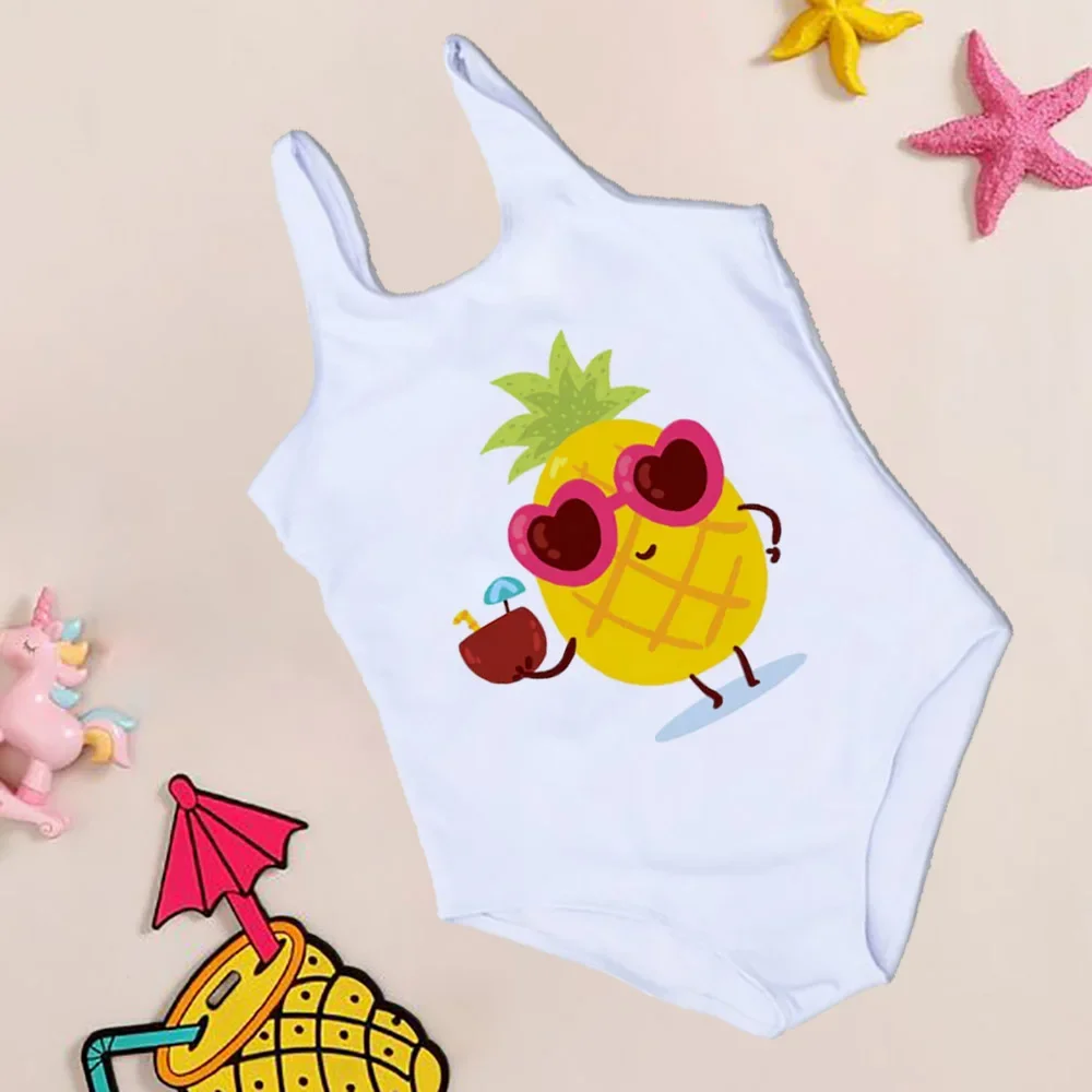 Cartoon Pineapple Baby Girl One Piece Swimsuit for 2-7year Toddler Kids Swimwear Cute Bikini Bathing Suit Swimming Party Clothes