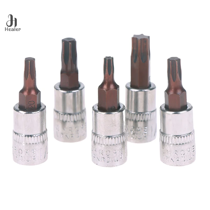 5 pezzi punte per cacciavite Torx 1/4 pollici strumenti con testa a bussola T15 T20 T25 T30 T40 chiave a bussola adattatore utensili manuali