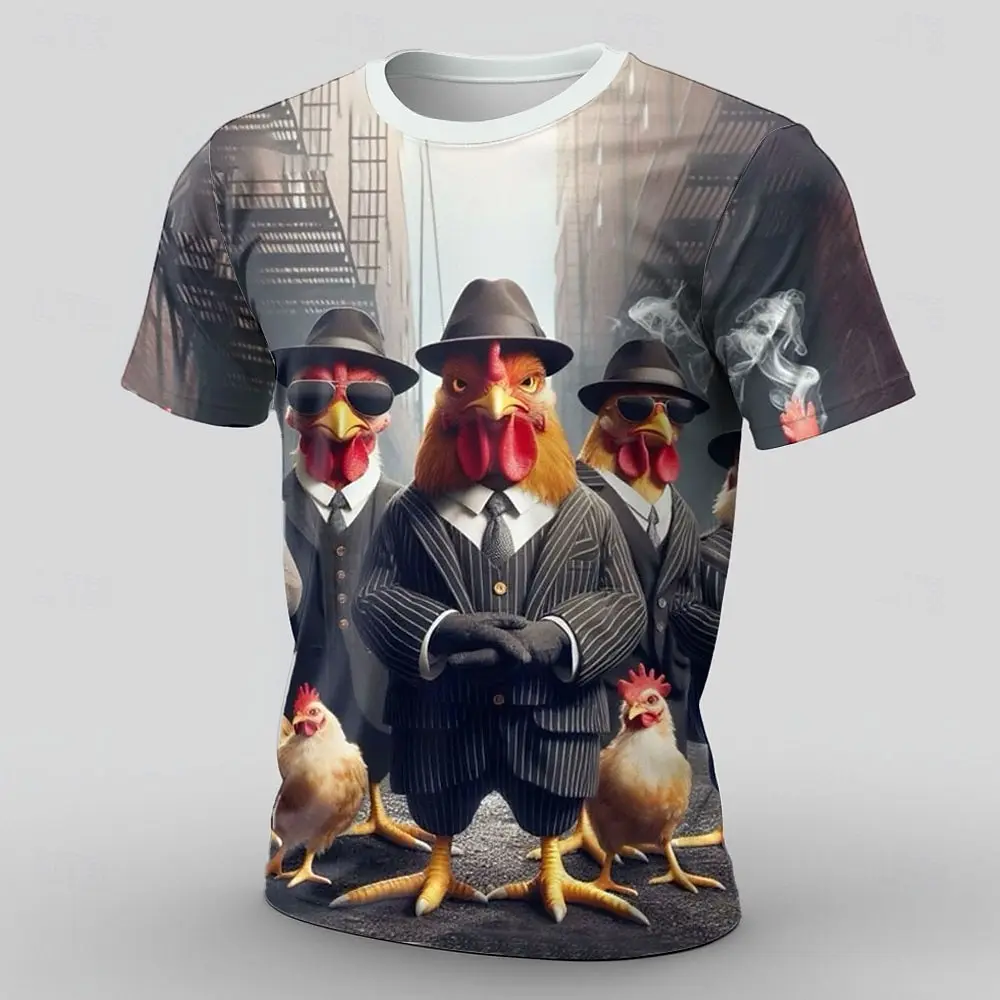 Men's Animal Funny T Shirt Short Sleeve T shirt 3D Print Crew Neck Shirt Exaggerated Designer Casual