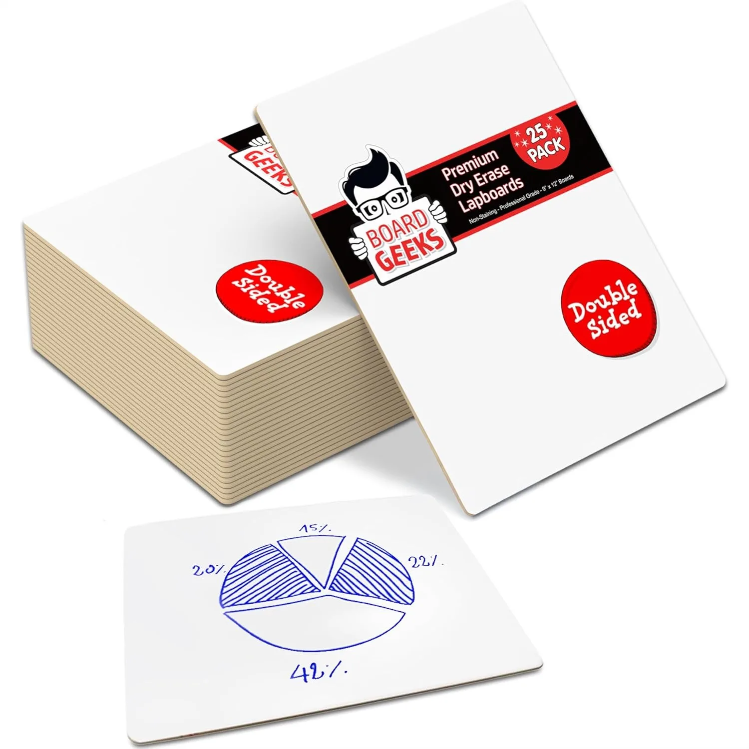 

25 Pack Small White Boards for Students 9x12in Double Sided Dry Erase Boards for Classroom Home Use with Rounded Edges