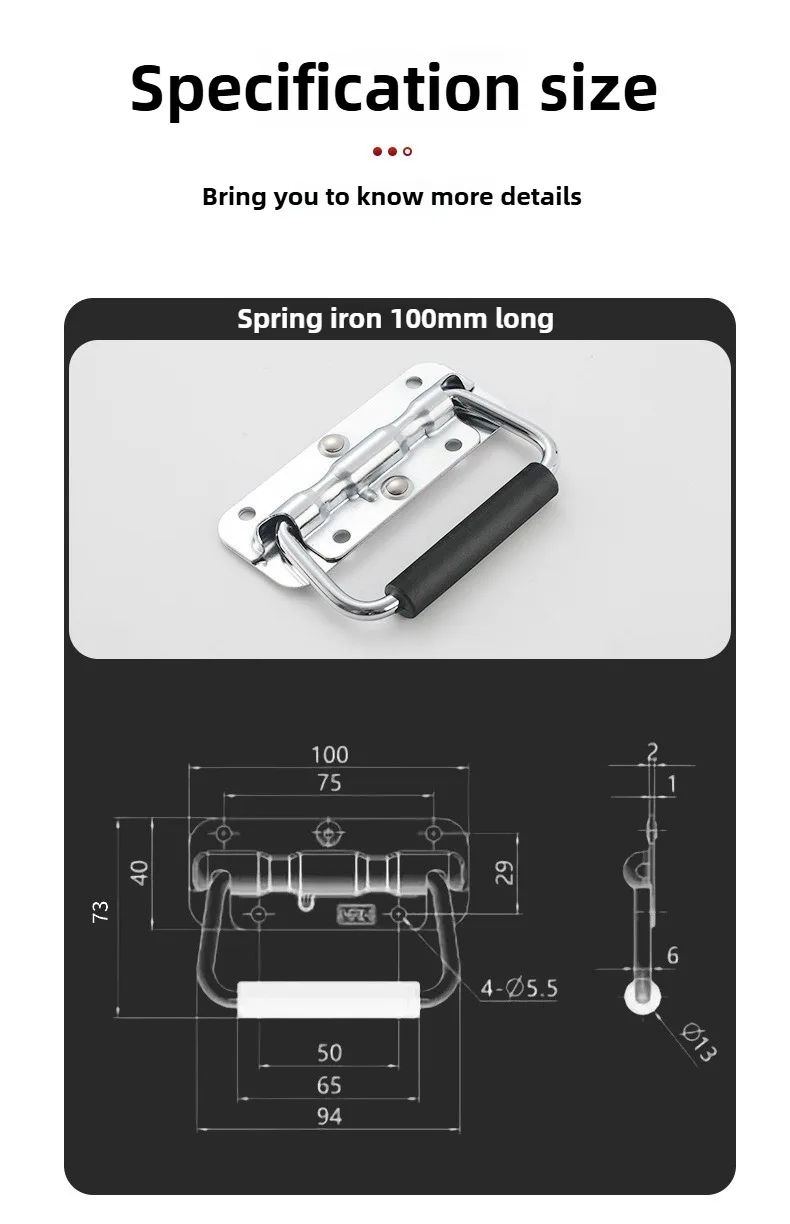 1 Stück Eisen/Stahl Federgriff für Gepäck, Klappbarer Griff für Werkzeugkasten, Beweglicher Ring für Industrieausrüstung und Schränke – Detail 4