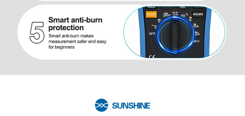 SUNSHINE DT-17N 2.0 Digitalmultimeter Smart Anti-Burn, Kontinuitätssummer, hochpräzise Messung, Reparaturwerkzeuge mit schneller Reaktion – Detail 4