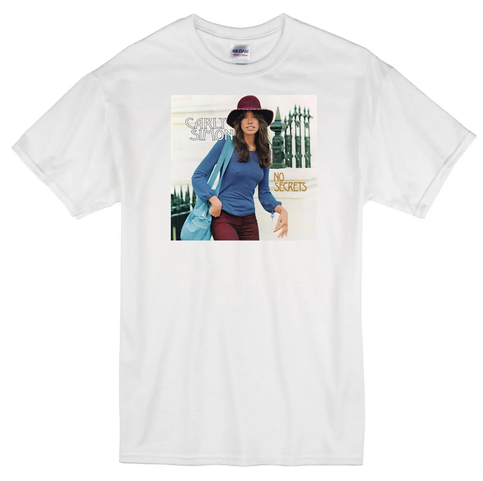 CARLY SIMON "NO SECRETS" ALBUM COVER YOU'RE SO VAIN MUSIC SINGER WHITE T-SHIRT