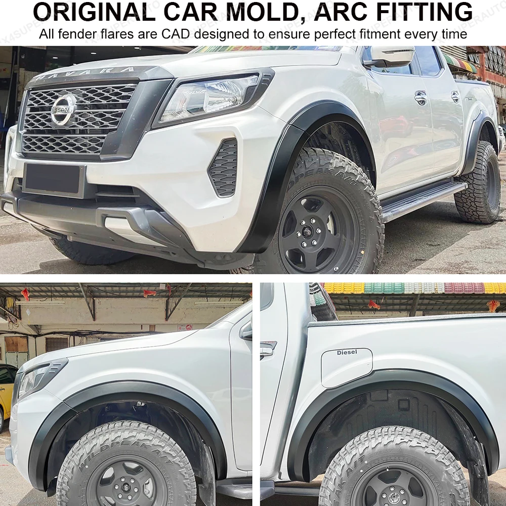 Slim OEM Style Fender Flares Wheel Arch For Nissan Navara Frontier NP300 2021-2025 Double Cab Mudguards Off-Road Car Accessories