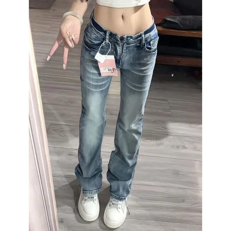 American Niche New Trendy Cool Low-rise Narrow Version Straight-leg Pants for Women's 2026 Autumn Winter Slim-fitting Thin Jeans