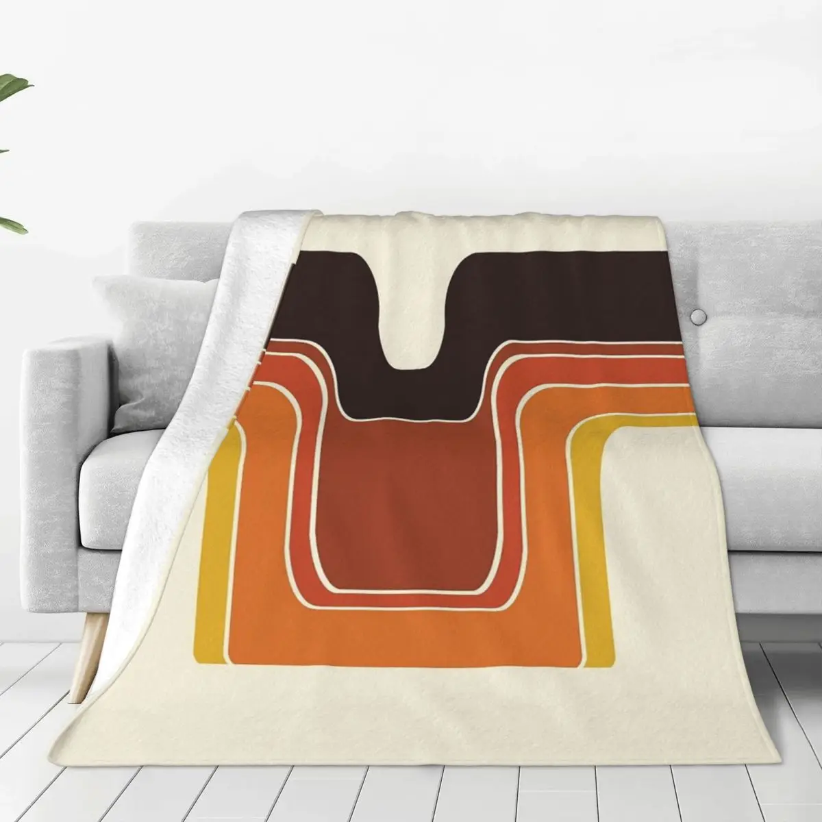 Mod Wave Meets 1970s Orange Blankets Fleece Portable Sofa Throw Blankets For Couch Bedding Travel Throws Bedspread Quilt