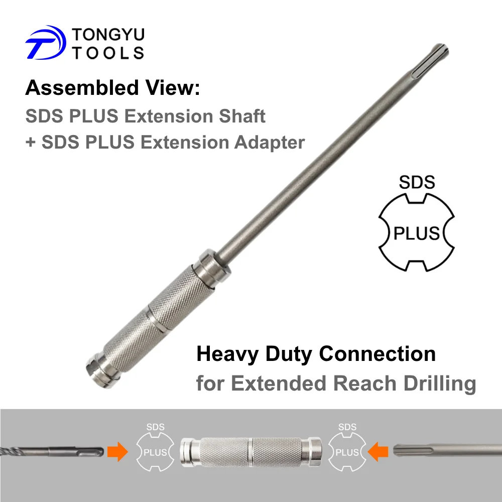 Imagen 4: Adaptador de Extensión SDS Plus, Acoplador Plus-Lock con Eje de Extensión Opcional para Martillo Rotatorio, Perforación de Largo Alcance