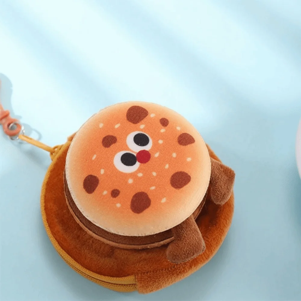 Durable Mini Coin Purse Round Shape With Zipper Zipper Wallet Cartoon Pattern Portable Headphone Storage Bag Travelling Storage