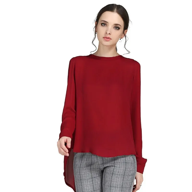 Large size 5XL blouse long-sleeved V-neck elegant ladies chiffon shirt top fashion office work shirt