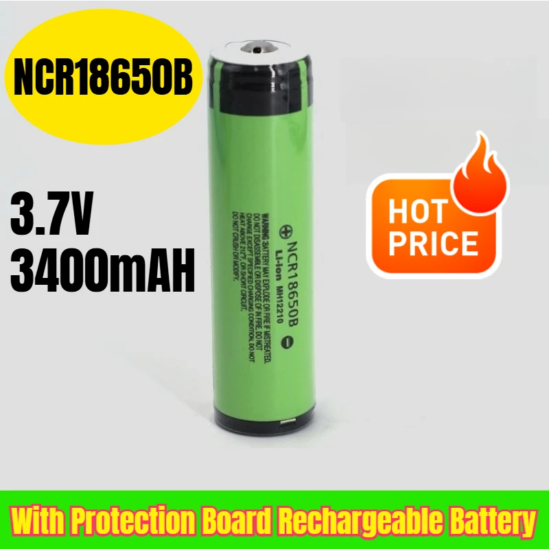 

NCR18650B 3400mAh 3.7V Rechargeable Battery with Protection Board