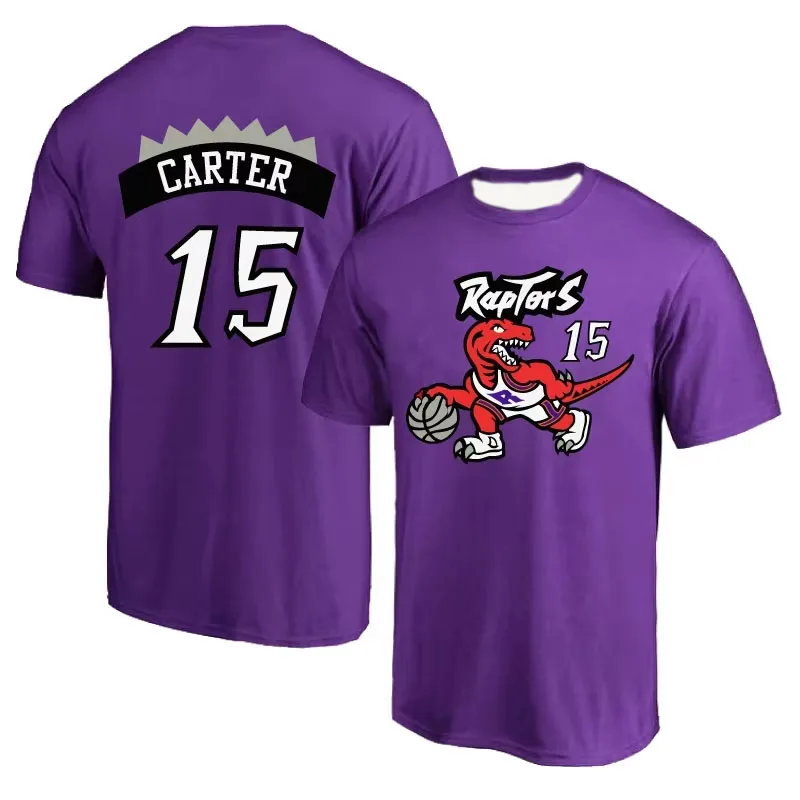 Retro version Toronto No. 15 Vince Carter jersey training jersey 3D crew neck short sleeve T-shirt Basketball sports half sleeve