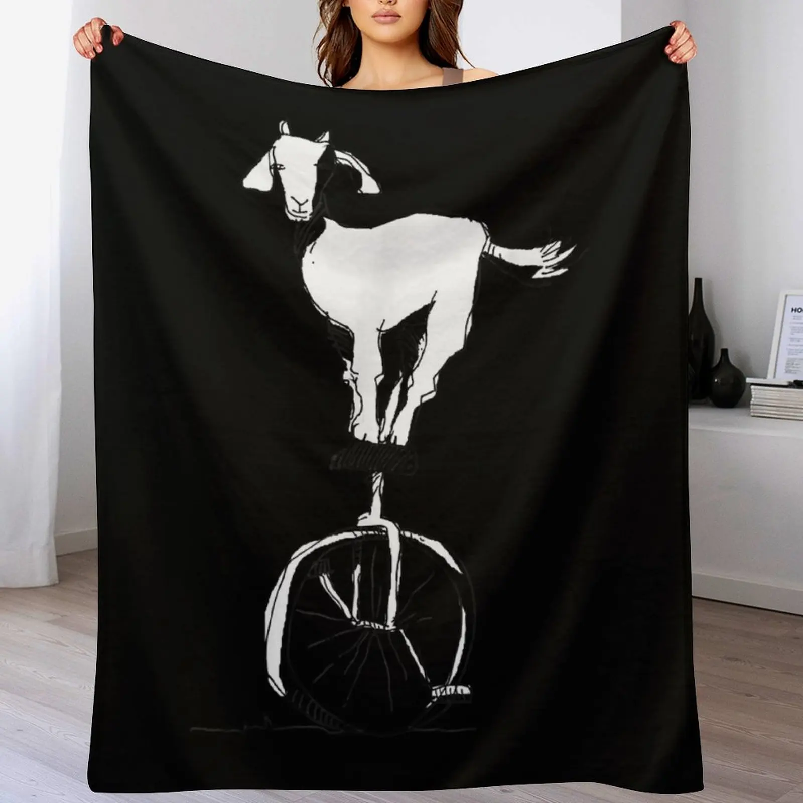 

Goat On A Unicycle Funny Circus Animal Lovers Throw Blanket warm for winter Soft Plaid Bed linens Blankets