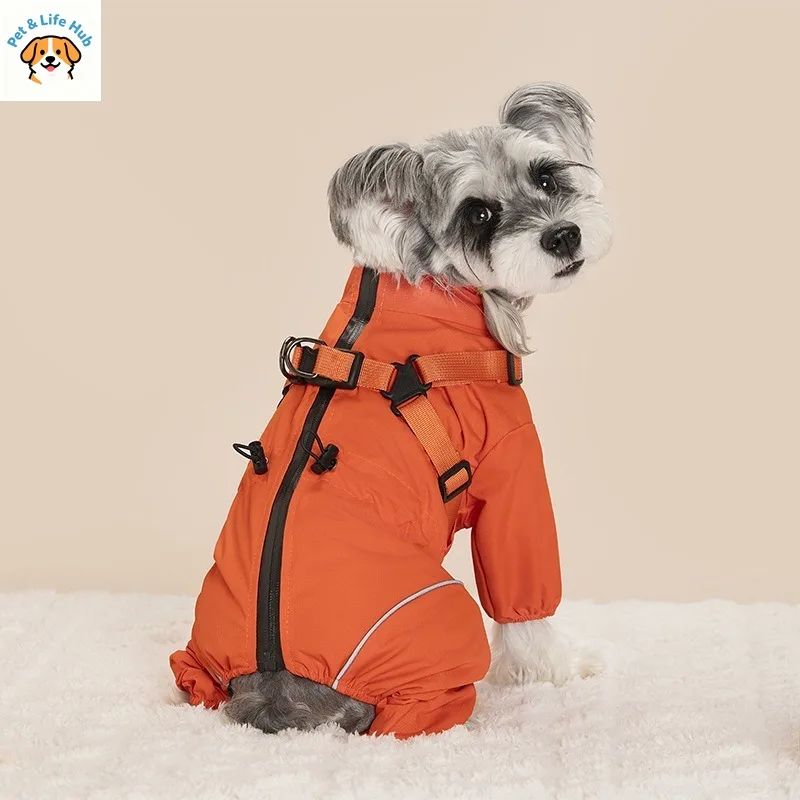 

Полностью закрывающий 4-хлапочный дождевик для собак: ветрозащитная и водонепроницаемая куртка для домашних животных, универсальная уличная одежда для собак